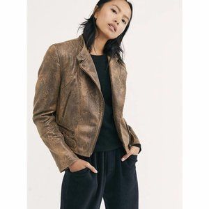 Free People Fenix Vegan Leather Snakeskin Jacket XL NWT